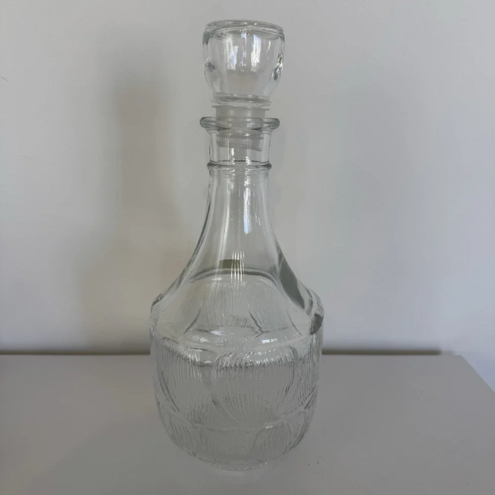 Vintage Luminarc Fleur glass decanter Verrerie D'Arques 11